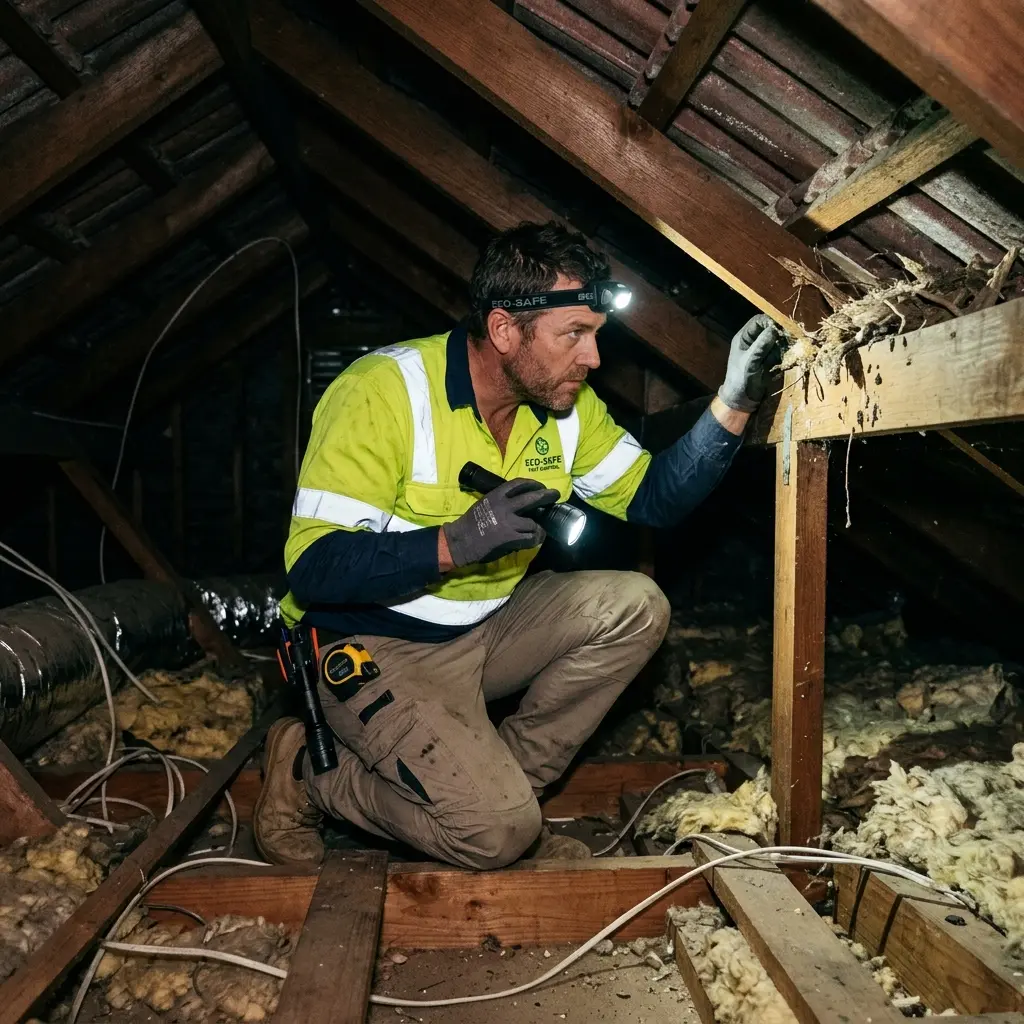 Technician locating dead rodents inside a Edithvale wall cavity with detection equipment